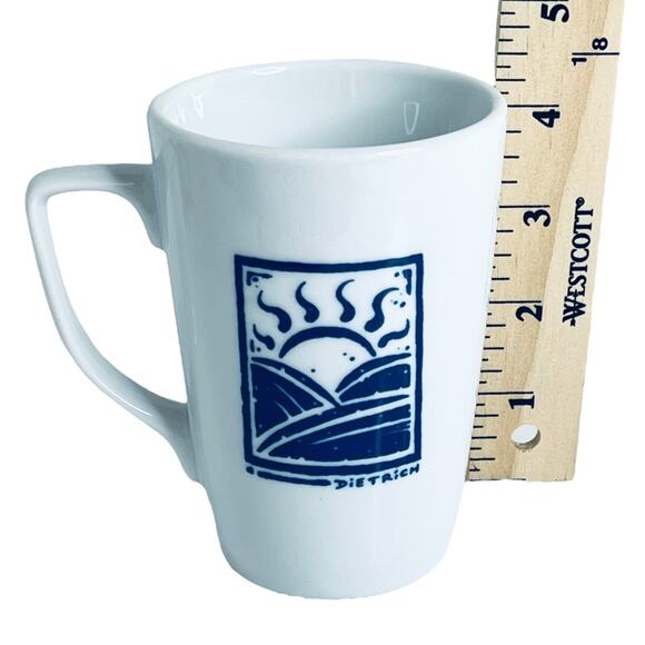 VTG Sunrise Sunset COFFEE CUPS Set 2 Caffe Porcelain Poland Blue White Dietrich - Picture 6 of 7